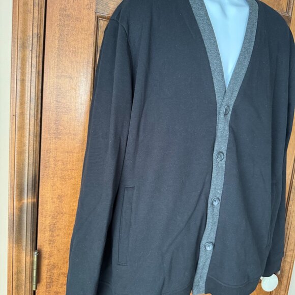 Express Black w/Gray Trim Button Close V-Neck Cardigan Jacket X-Large - Picture 7 of 13